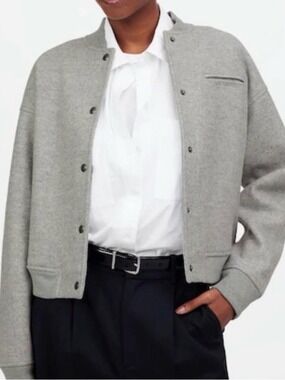 Maxwell-Snap Front Bomber Jacket size Small Grey-like new